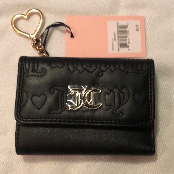 Juicy Couture Liquorice Black Pink League Double Sided Trifold Wallet NWT - Picture 4 of 16